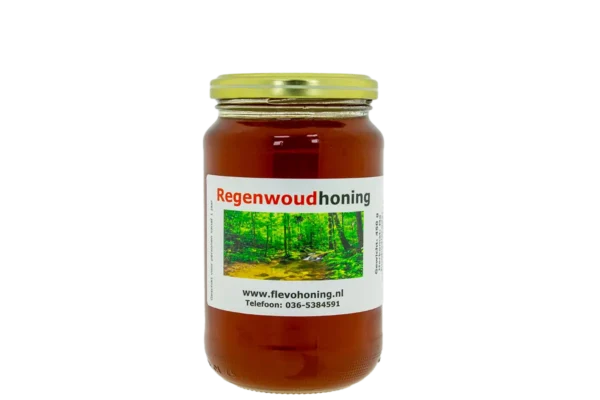 450 gram regenwoudhoning online te koop van Imkerij Flevohoning