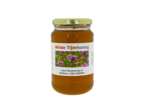 450 gram wilde tijmhoning online te koop van Imkerij Flevohoning